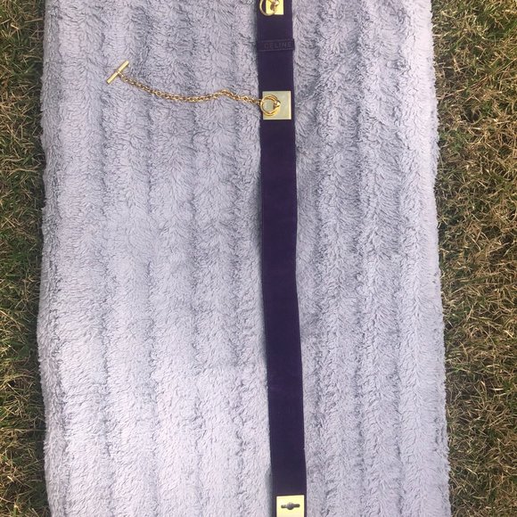 Celine purple suede golden chain belt main image 6